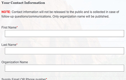 Screenshot: Contact Information Text Fields