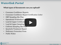 YouTube: Drinking Water Webinar: Upload documents to WaterLink
