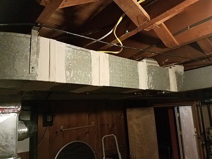 Asbestos tape was often used to seal furnace ducts