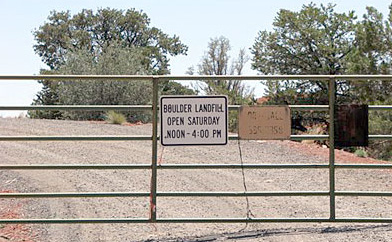 Boulder Landfill sign and gate