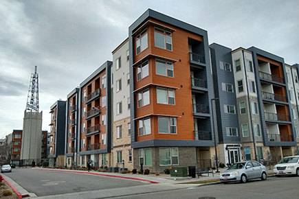A block of new apartments at the former Murray Laundry site.