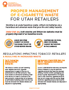 Screenshot: Proper Management of E-Cigarette Waste for Utah Retailers PDF