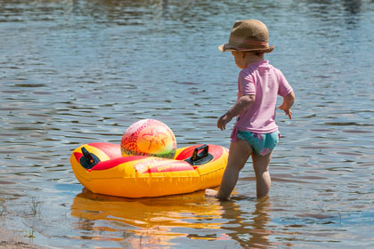 Child playing in the water