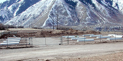 The explosive burn area when operational, prior to closure