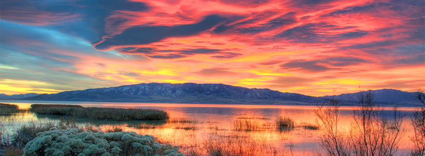 Fiery Sunset over Utah Lake 