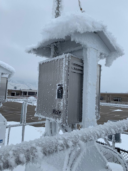 Smithfield Utah air monitoring station in winter.