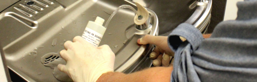 Testing for lead in the water at a drinking fountain