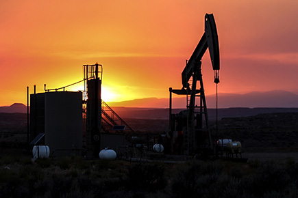 Sunset and pump jack in Utah's Uinta Basin