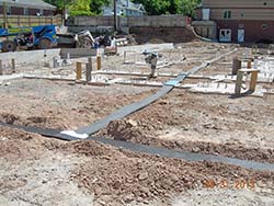 View of venting conduit placed within the footprint of the building; to eventually be covered by the concrete floor.