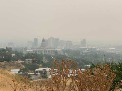 Downtown Salt Lake City with Smoke