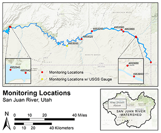 San Juan River monitoring sites map
