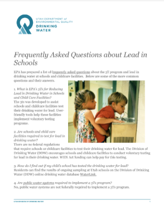 Screenshot: Frequently Asked Questions about Lead In Schools