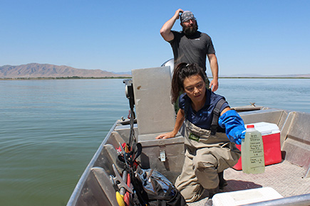 Suzan sampling Utah Lake