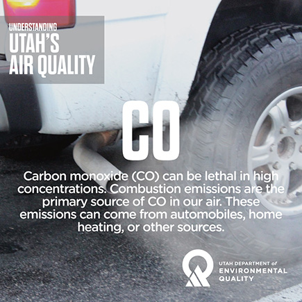 Infographic Understanding Utah's Air Quality: Carbon monoxide (CO)