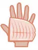 An 8-ounce serving of fish is about the size of the palm of an adult hand but a little bigger and does not fit within the bounds of the palm, but goes over the edge a little.