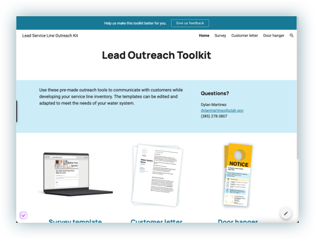 screenshot of outreach toolkit website