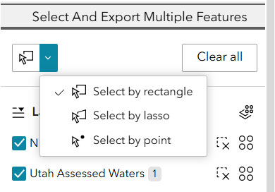 Select and export multiple features widget image